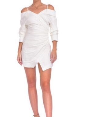 Jonathan Simkhai Monrow Draped Off-Shoulder Mini Shirt Dress - White - Size 2